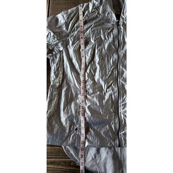 Metallic Bomber Jacket 14 Silver Hoodie Chromecore Rave Festival Futuristic Y2K - Picture 6 of 8